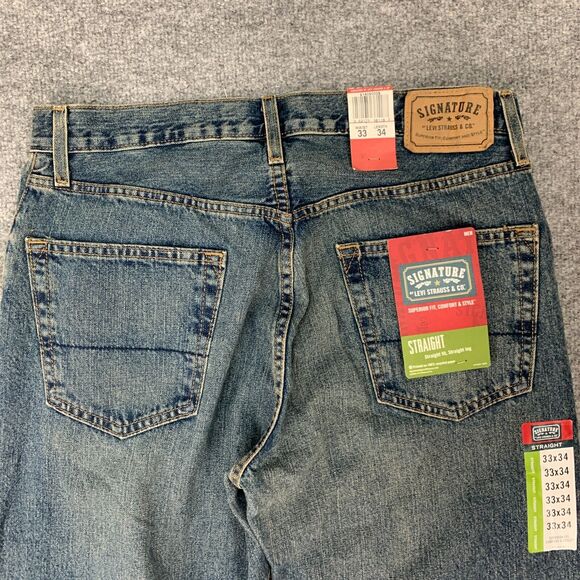 Levis Work Jeans Mens 33 Blue Denim Straight Leg Cotton Mid Rise Pockets 2009 - Picture 10 of 13